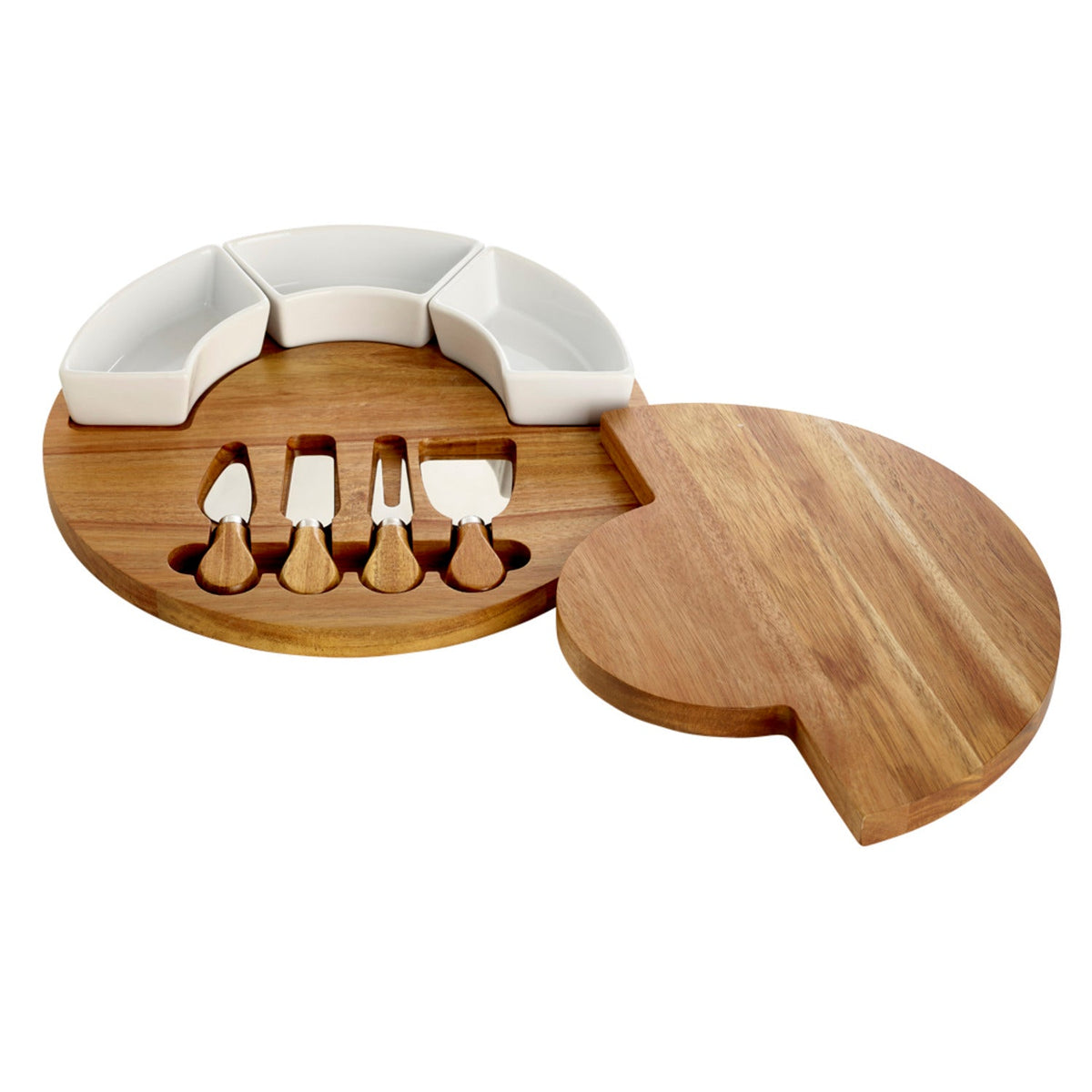 Lakeland Round Cheese Board with Knives Gift Set