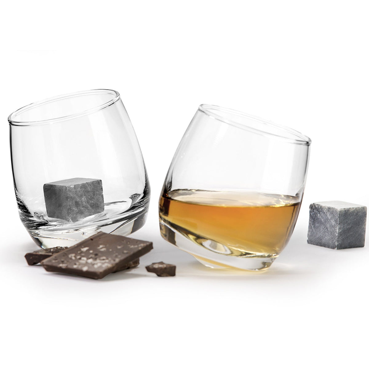 2 Rocking Tumblers with Whisky Stones Gift Set