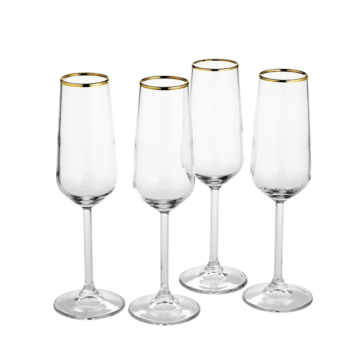 4 Lakeland Gold Rim Champagne Flutes 200ml