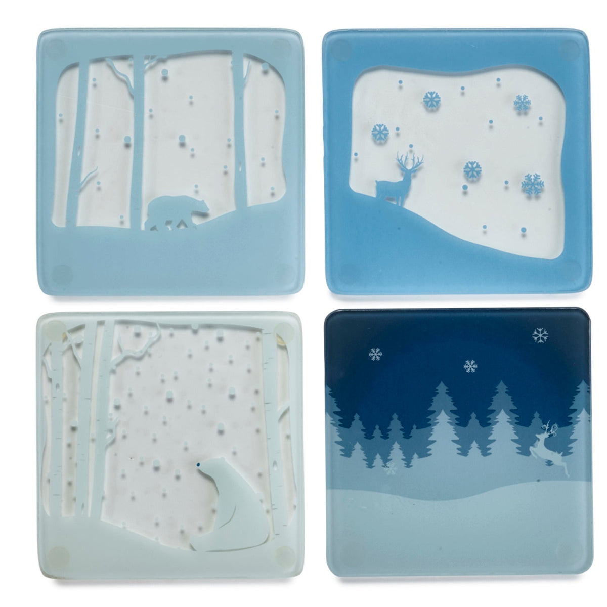 4 Polar Bear Glass Coasters