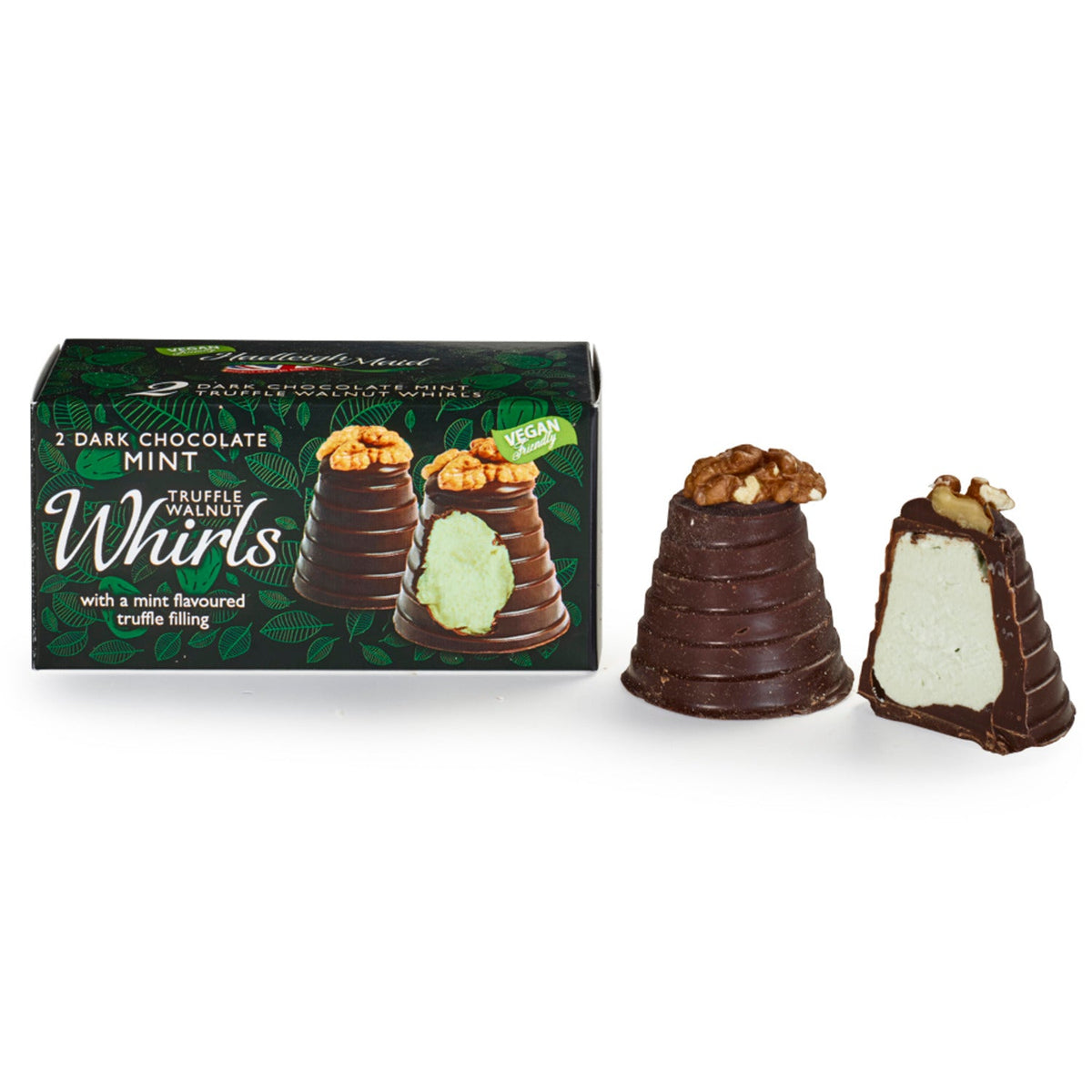 2 Dark Chocolate Mint Truffle Walnut Whirls