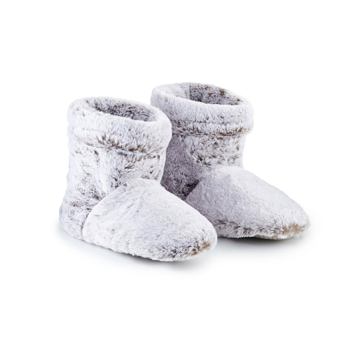 Grey Faux Fur Microwavable Slippers