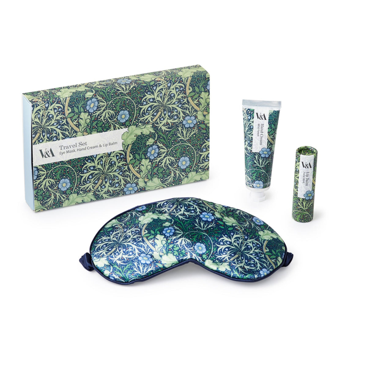 V&A Travel Gift Set - Eye Mask, Hand Cream and Lip Balm