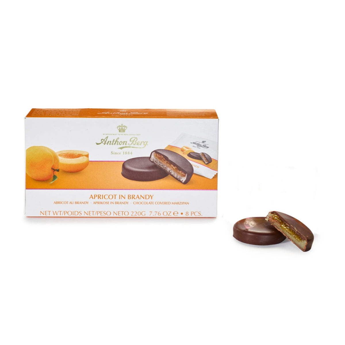 Apricot in Brandy Chocolate-Covered Marzipan 220g