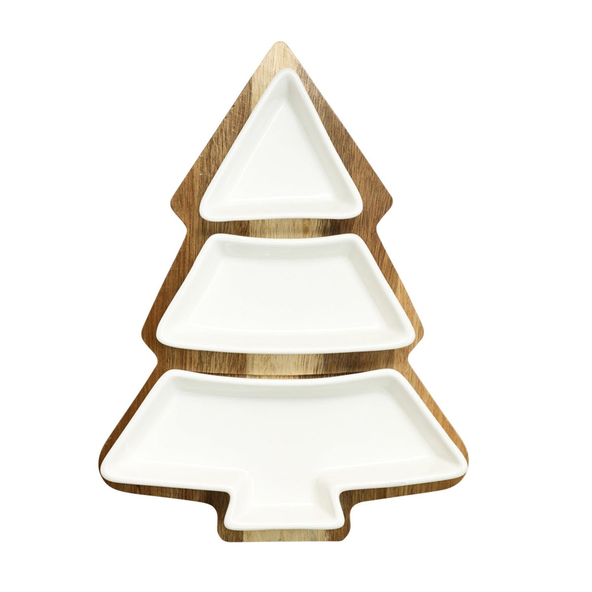 Christmas Tree Serving Platter with Porcelain Dishes
