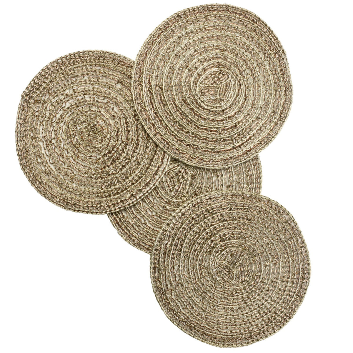 4 Ribbed Metallic Gold Coasters