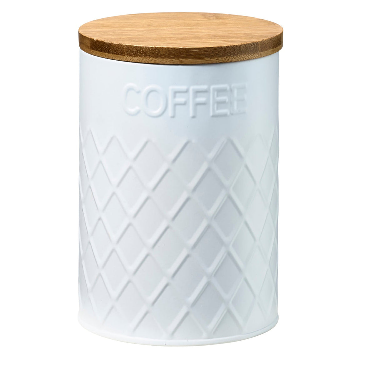 Typhoon Embossed White Coffee Storage Canister with Bamboo Lid