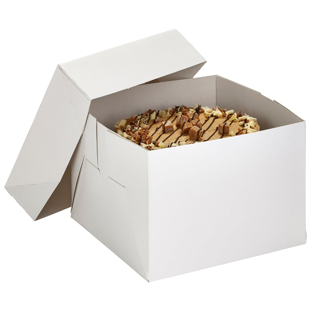 30cm Square White Flat-Pack Cardboard Cake Gift Box & Lid