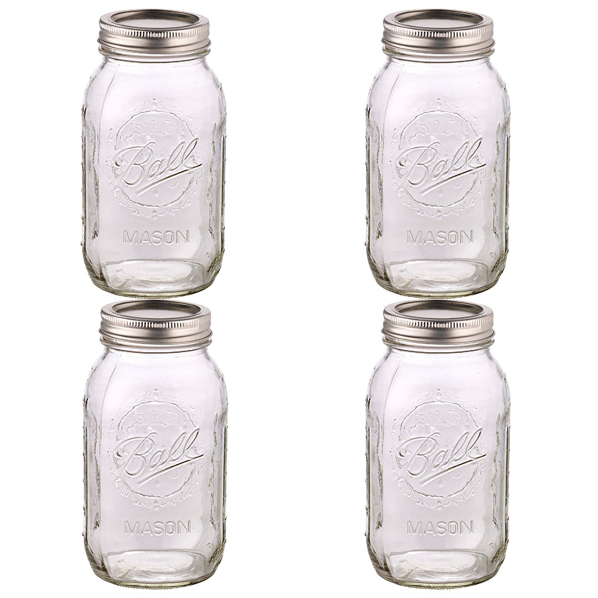 4 Ball Regular Mouth Mason Preserving Jars 945ml