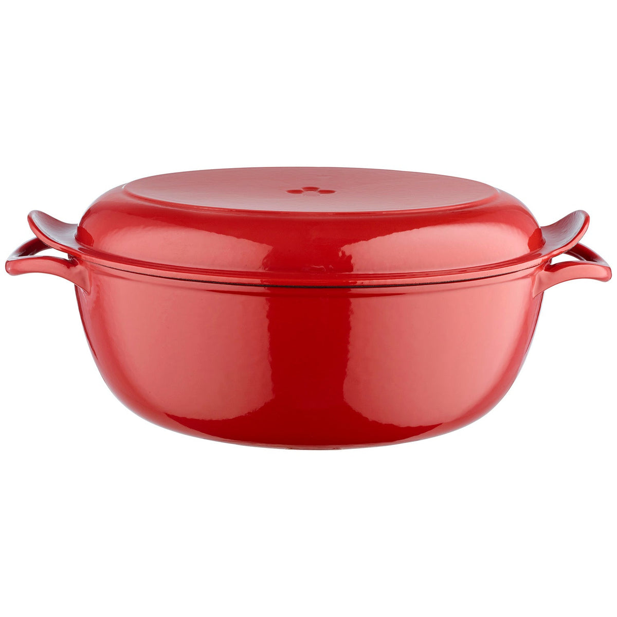 Lakeland 30cm Paprika Red Cast Iron Oval Casserole With Bake Lid