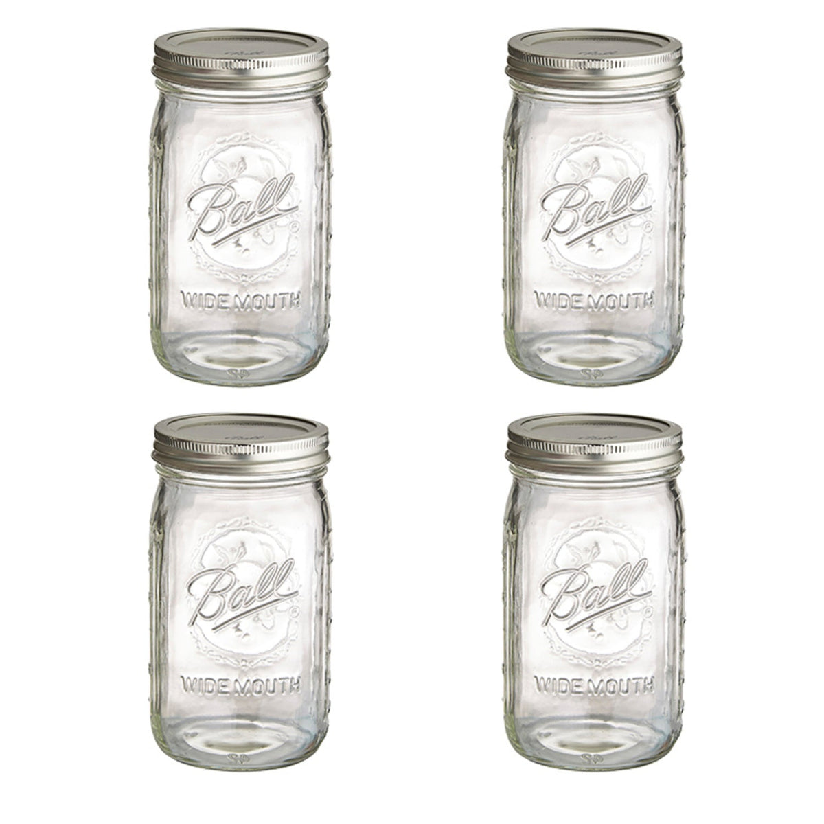 4 Ball Wide Mouth Fruit Design Mason Preserving Jars 945ml