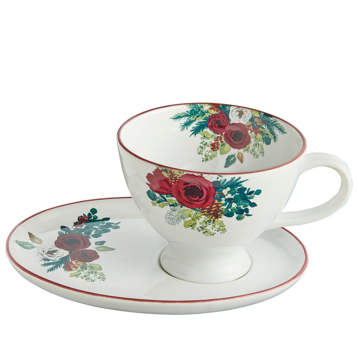 Winter Floral Tea Cup and Saucer