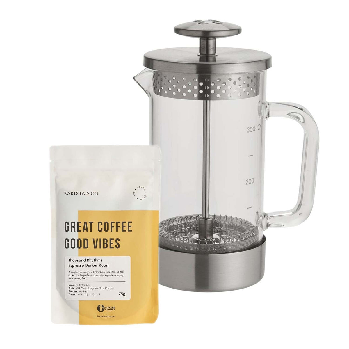 Barista & Co. Coffee Press Gift Set – 3 Cup 350ml