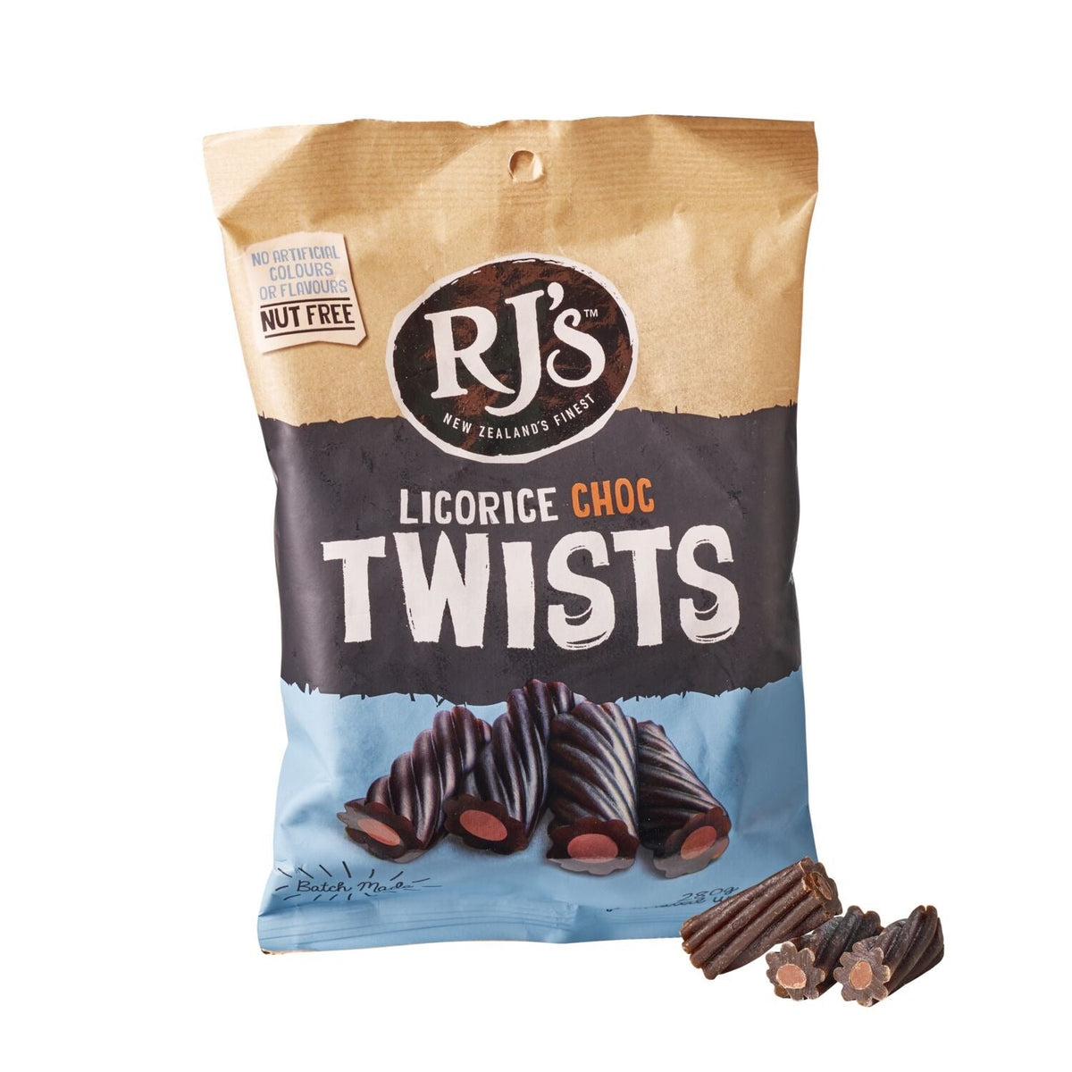 RJ’s Liquorice Choc Twists 280g