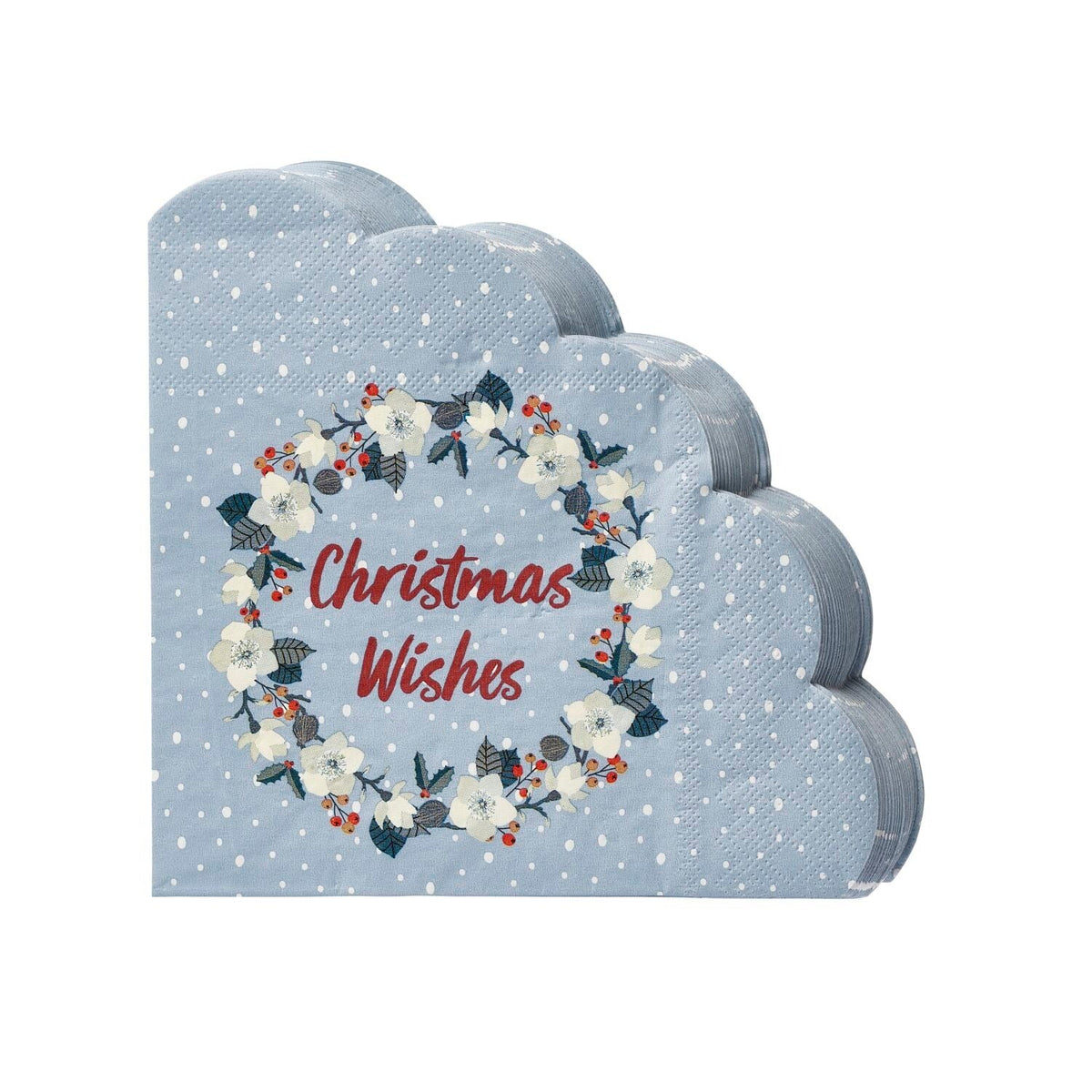 20 Christmas Wishes 3 Ply Scalloped Napkins