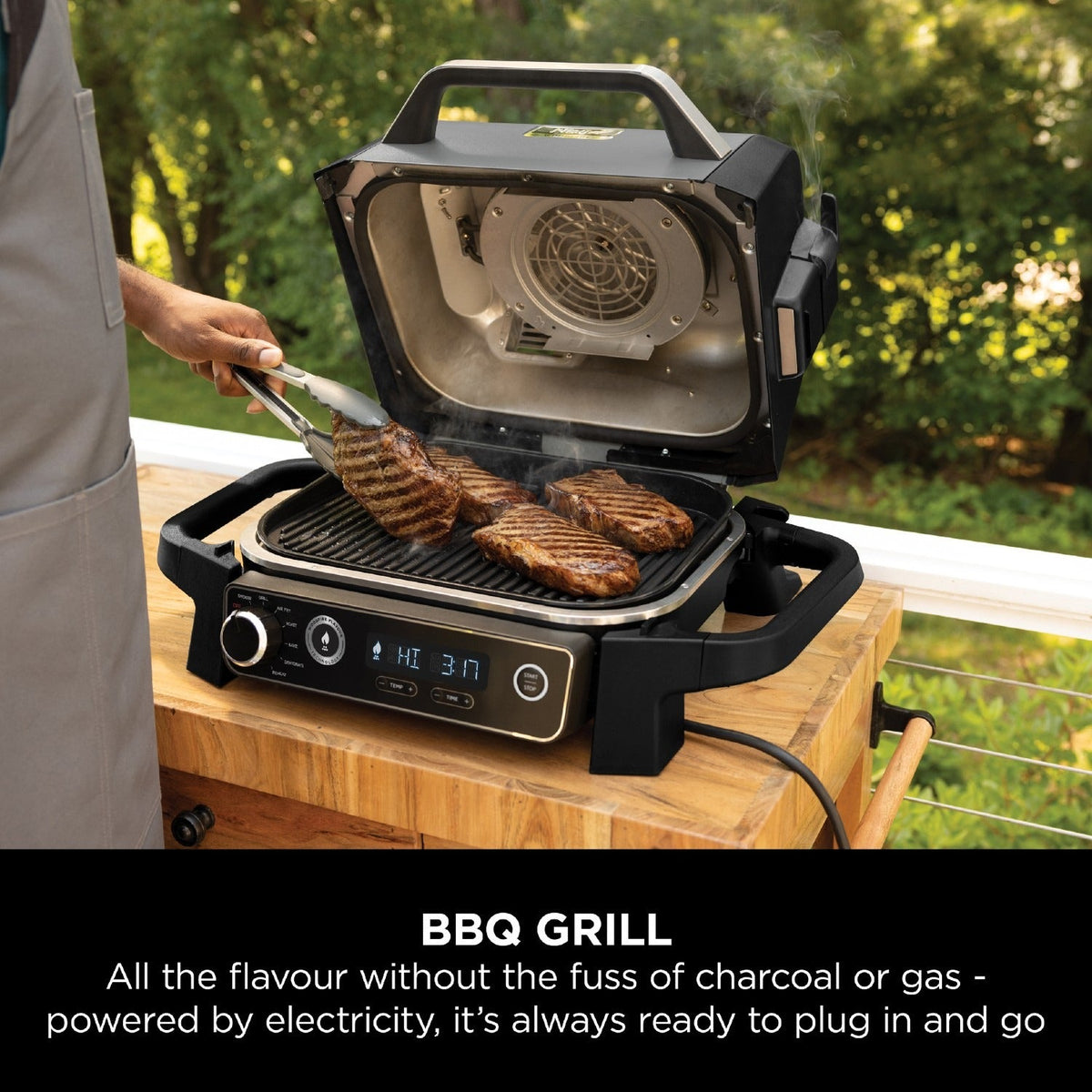 Ninja Woodfire Electric BBQ Grill, Smoker, Air Fryer and Cover Bundle