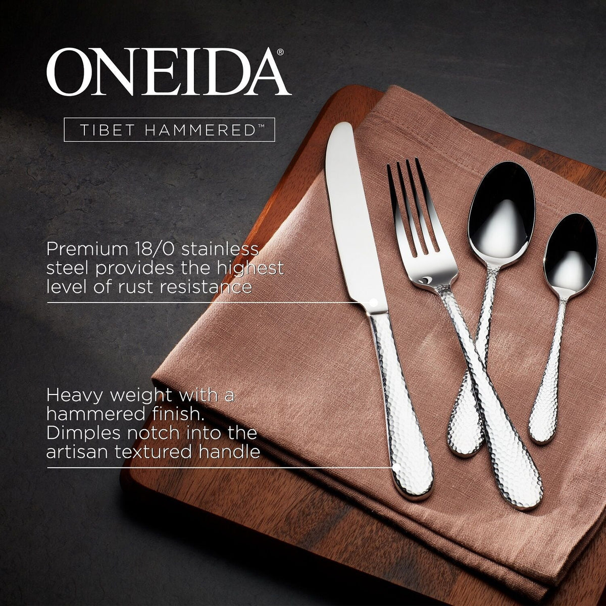 Oneida Tibet Hammered 16-Piece Cutlery Set