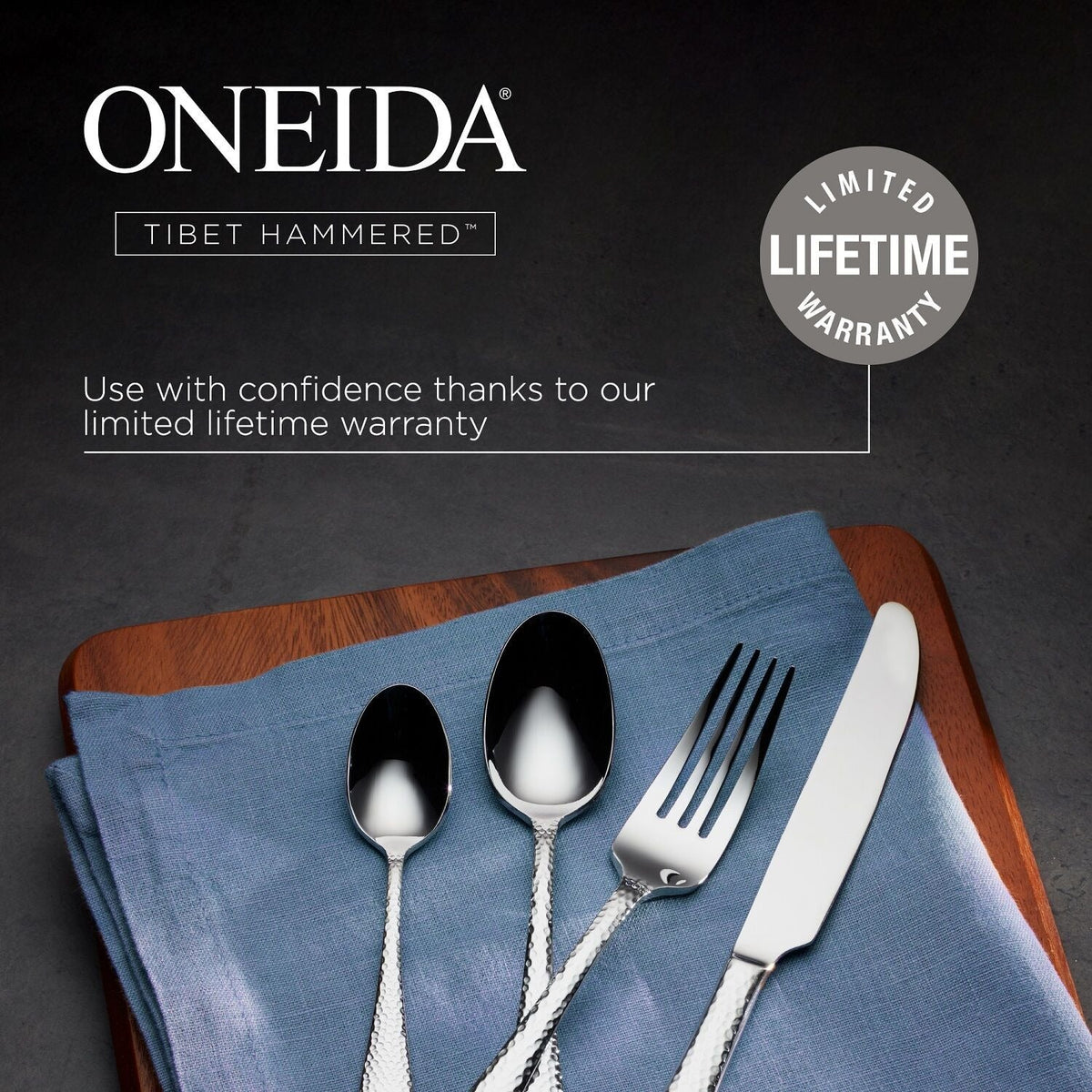 Oneida Tibet Hammered 16-Piece Cutlery Set