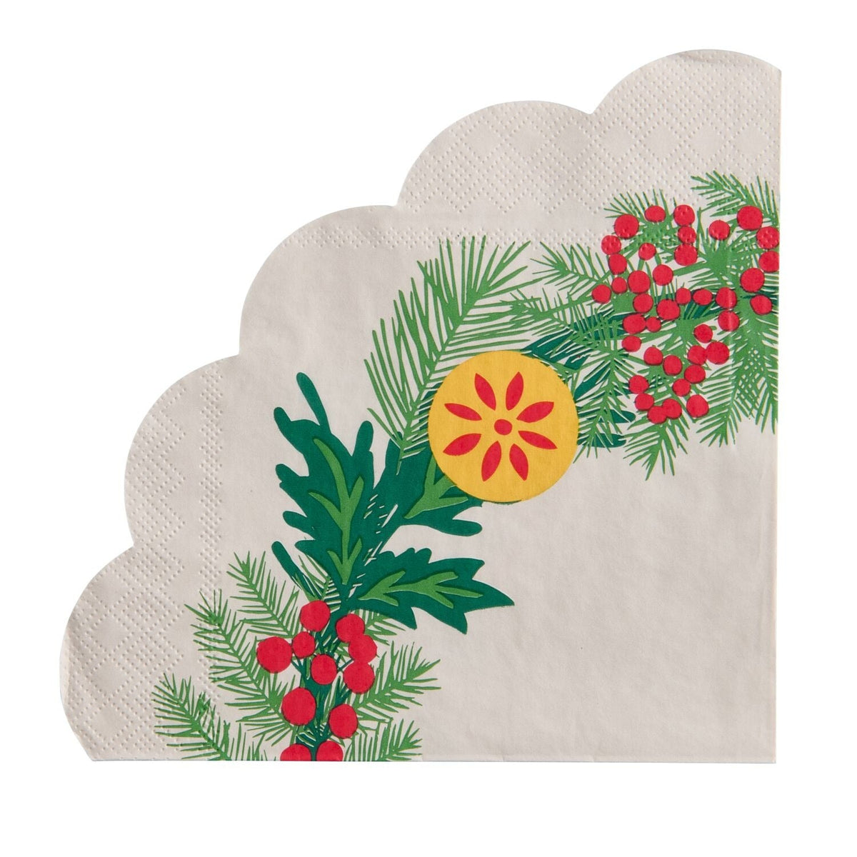 20 Lakeland Festive Foliage Wreath Scalloped Napkins