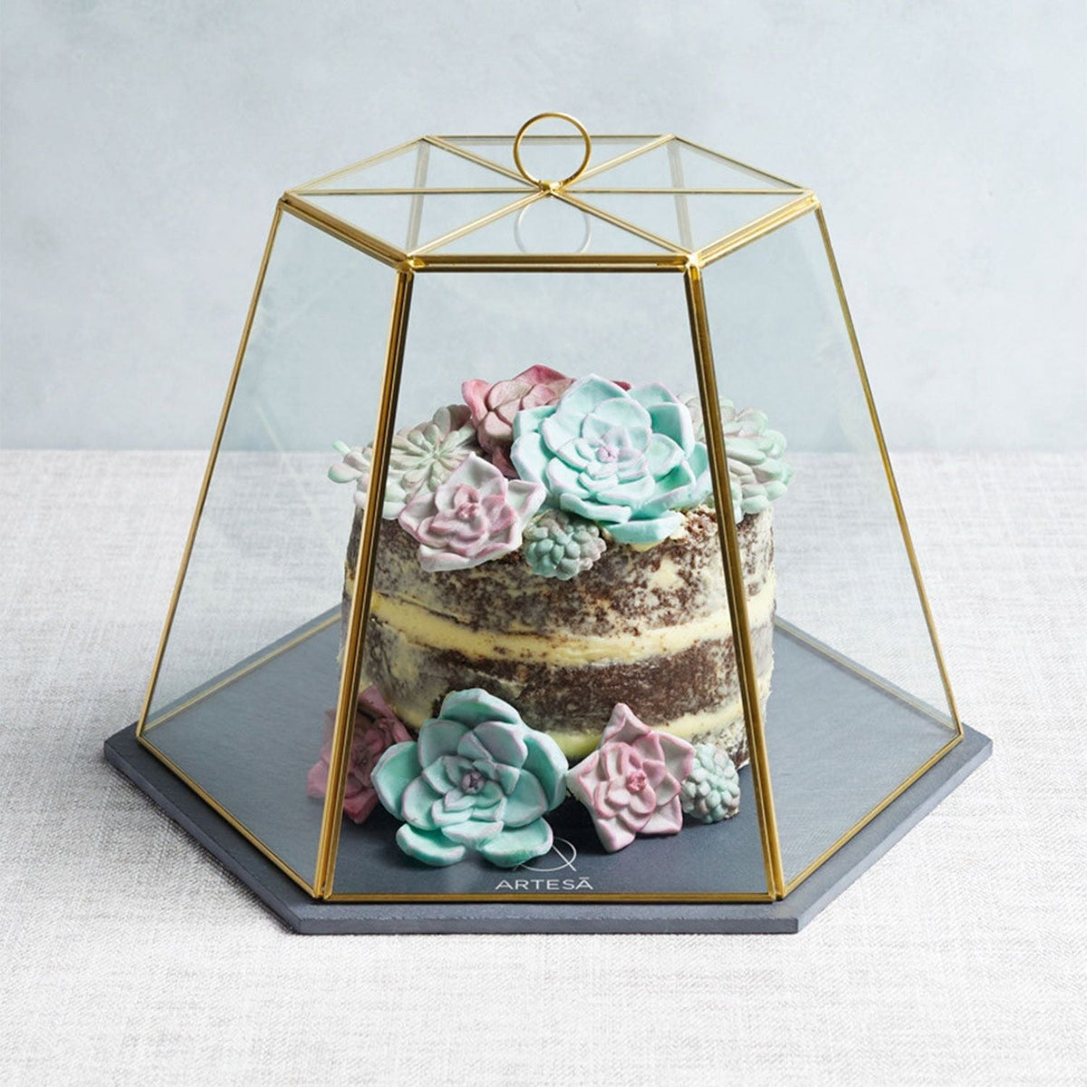 Artesa Glass Cloche with Slate Serving Base