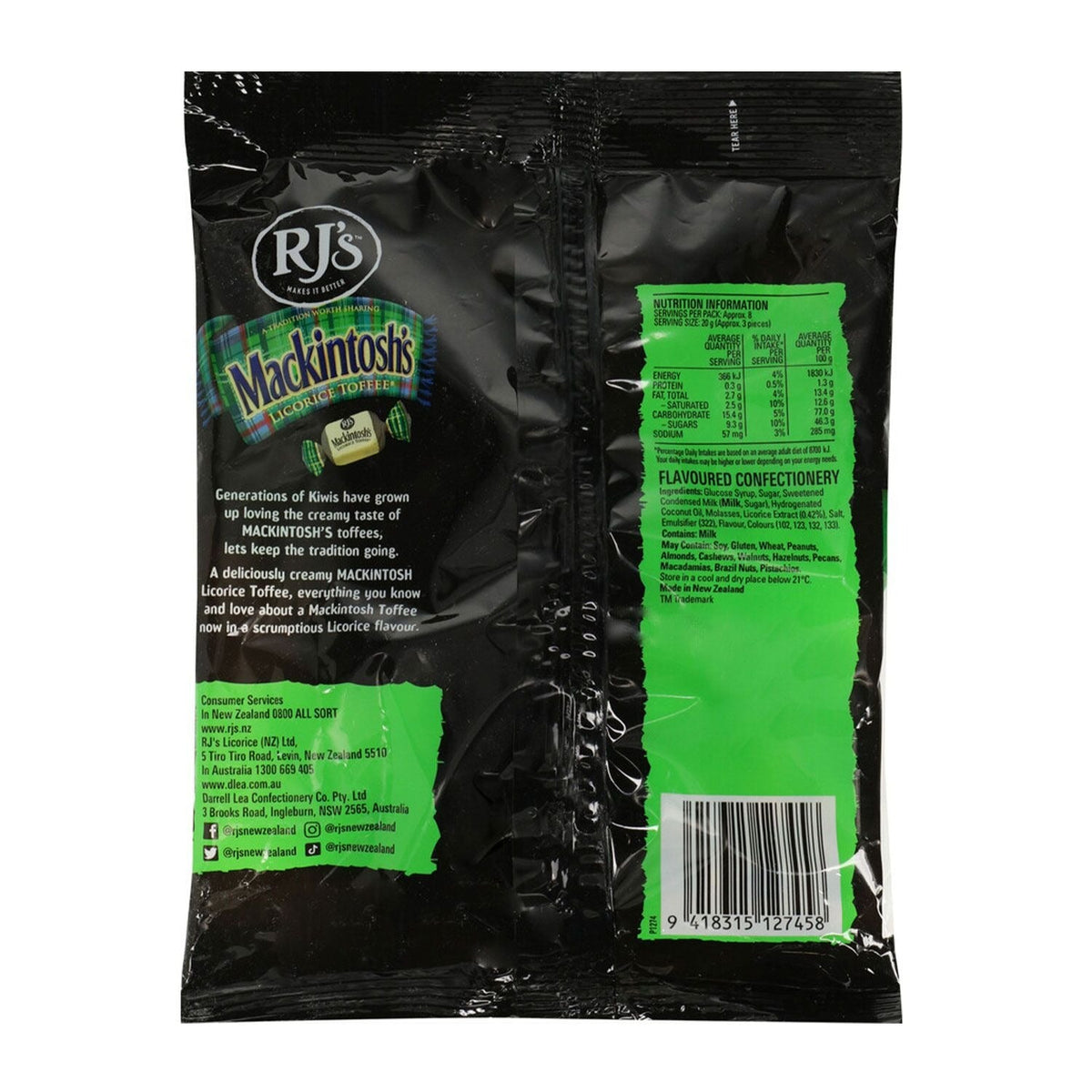 RJ’s Mackintosh Licorice Toffees 170g