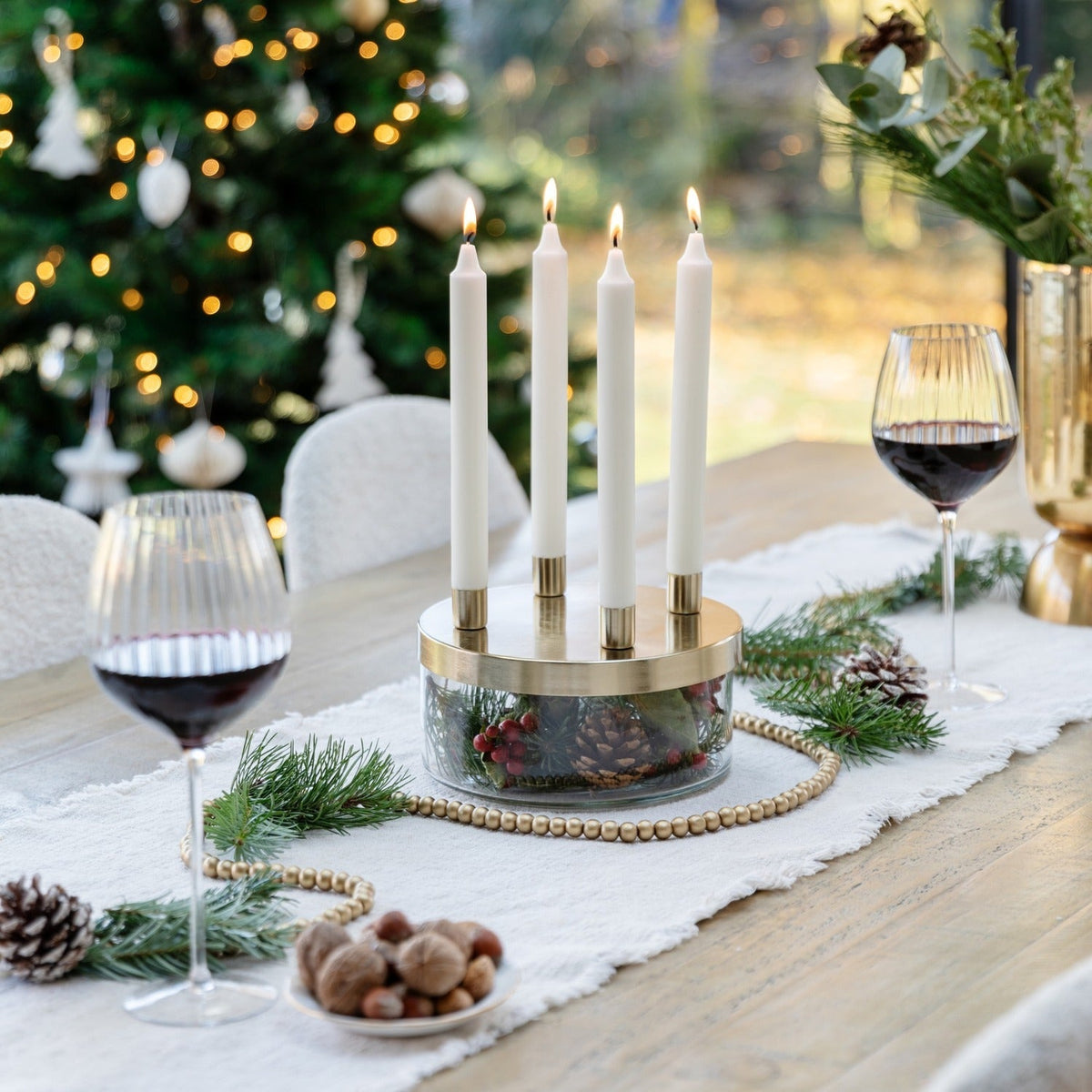 Ivyline Gold Metal Candle Holder with Glass Bowl