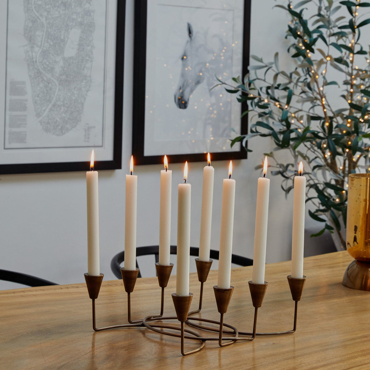Ivyline Antique Bronze Circular 8-Piece Candle Holder
