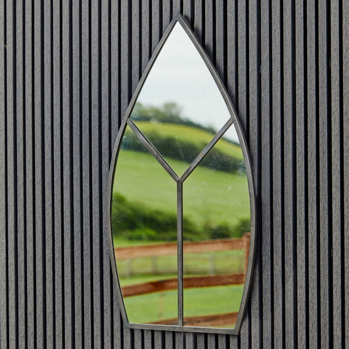 Ivyline Leaf Arch Outdoor Mirror – Natural Black 90cm