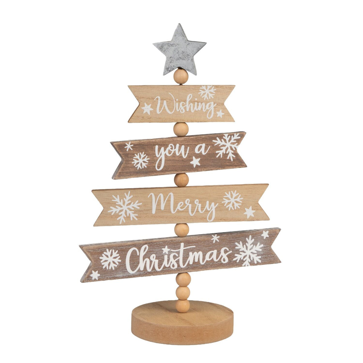 Lakeland Wooden Merry Christmas Tree Decoration