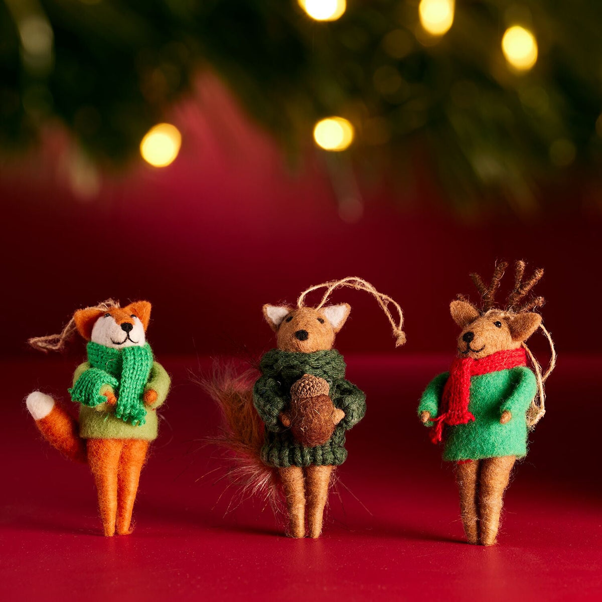 Lakeland Felt Animal Hanging Decorations - Set of 3