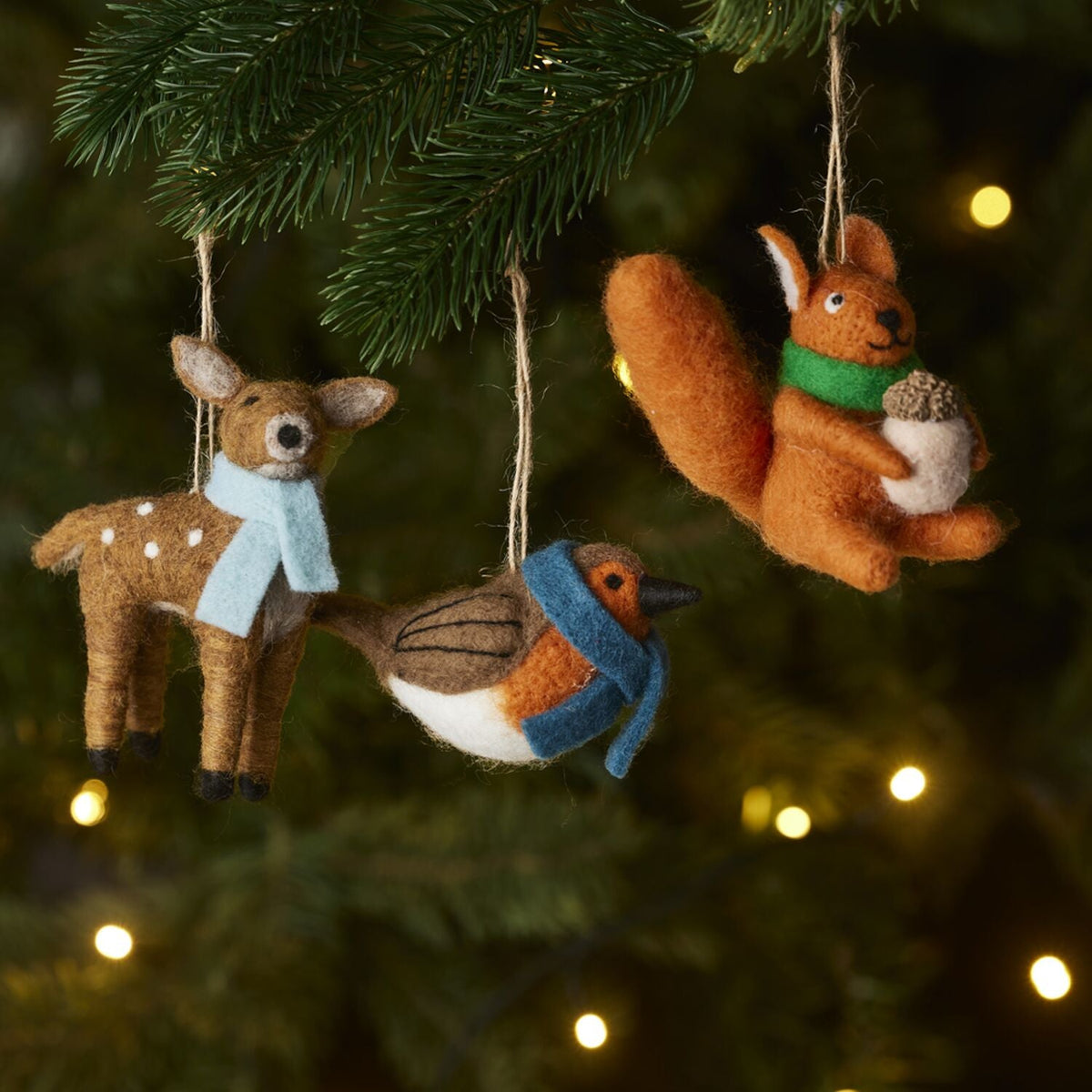 Lakeland Felt Animal Hanging Decorations - Set of 3