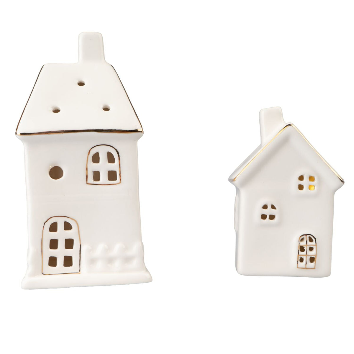 Lakeland White Gloss LED Houses - Set of 2