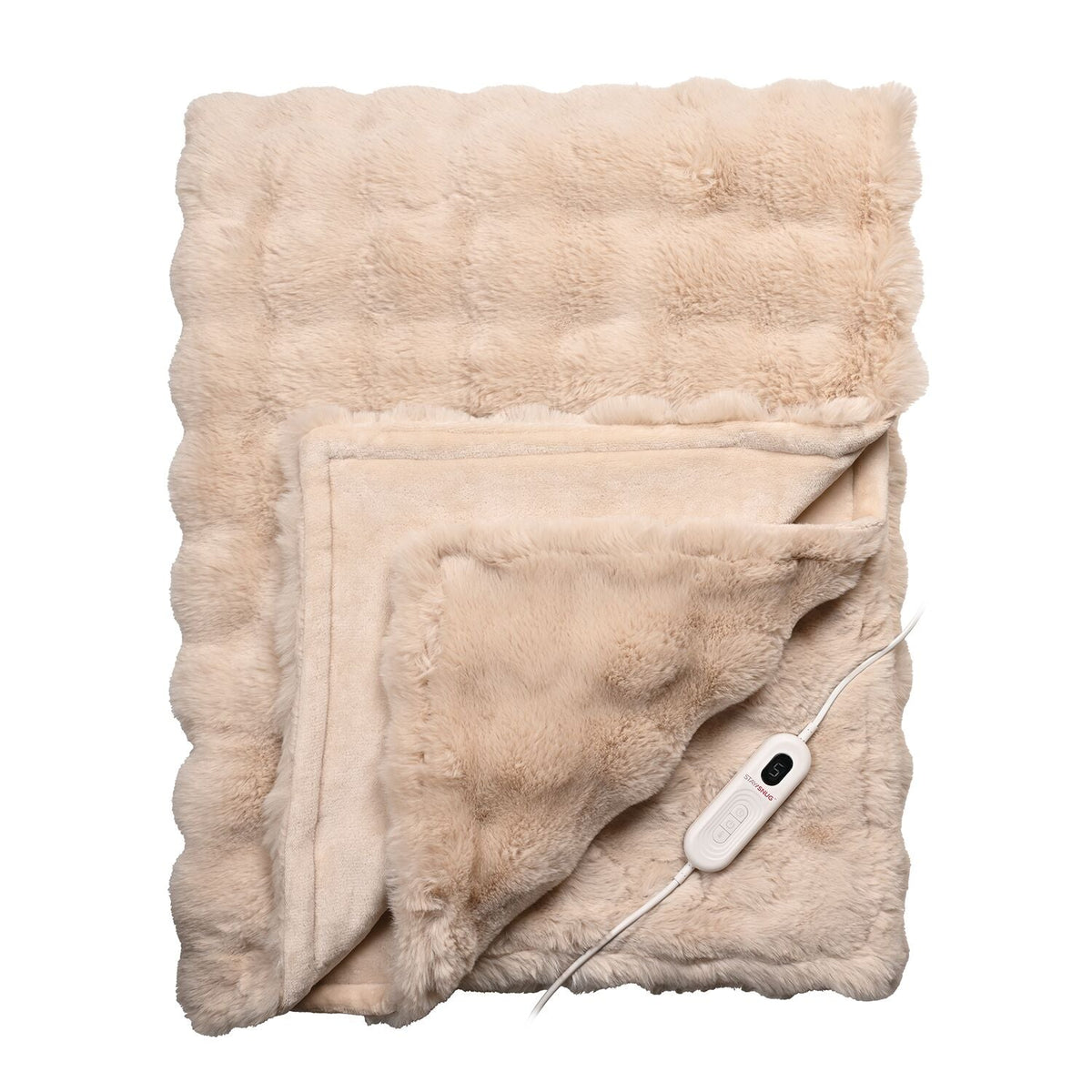 StaySnug Beige Bubble Faux Fur Heated Throw