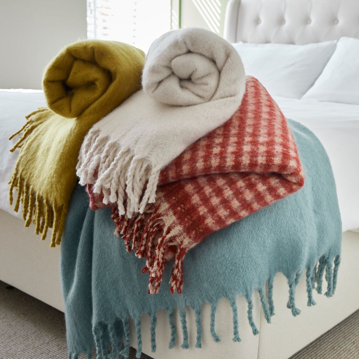 Lakeland Checkered Faux Mohair Throw