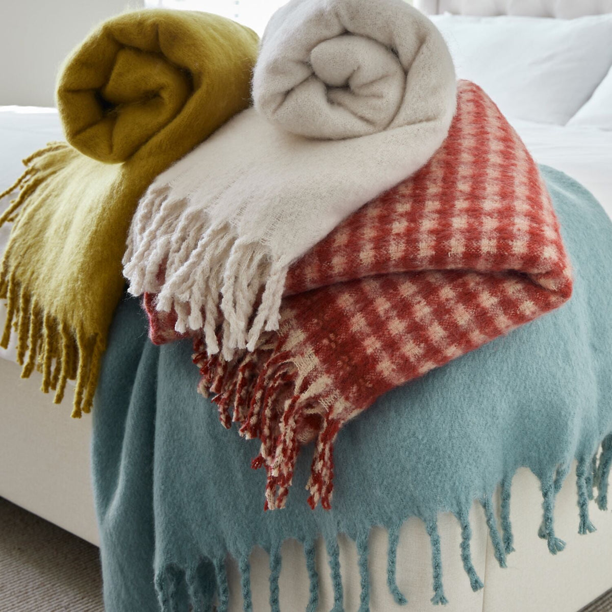 Lakeland Oatmeal Faux Mohair Throw
