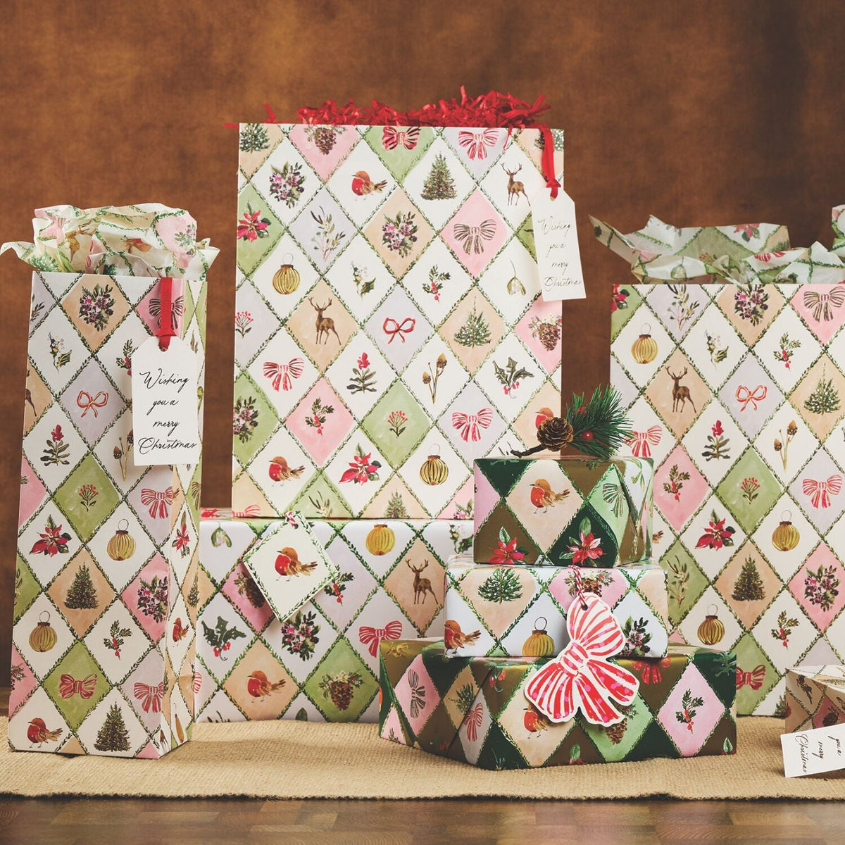 Glick Winter Weave Pine Mist Wrapping Paper 4m
