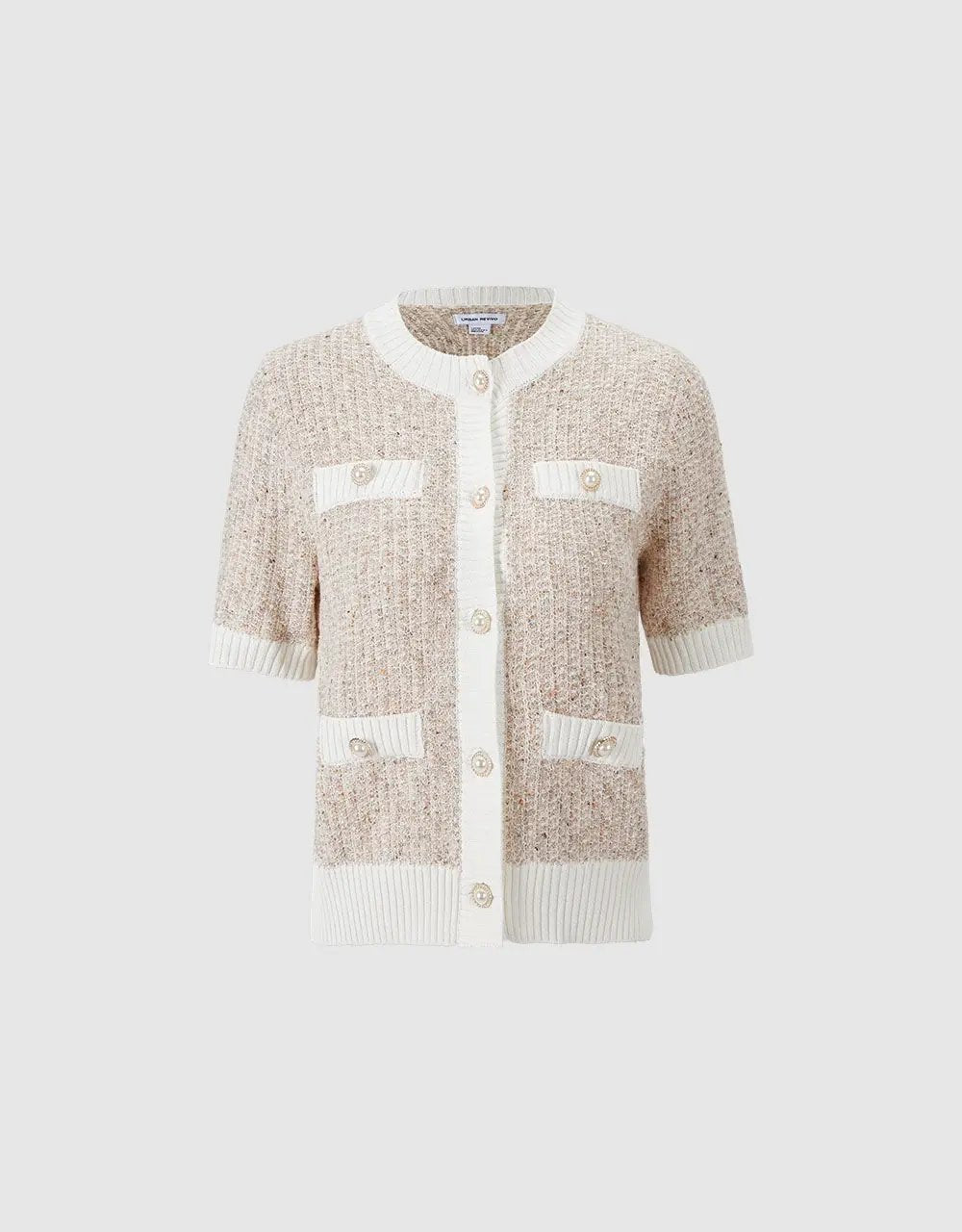 Textured Weave With Contrast Trim Cardigan