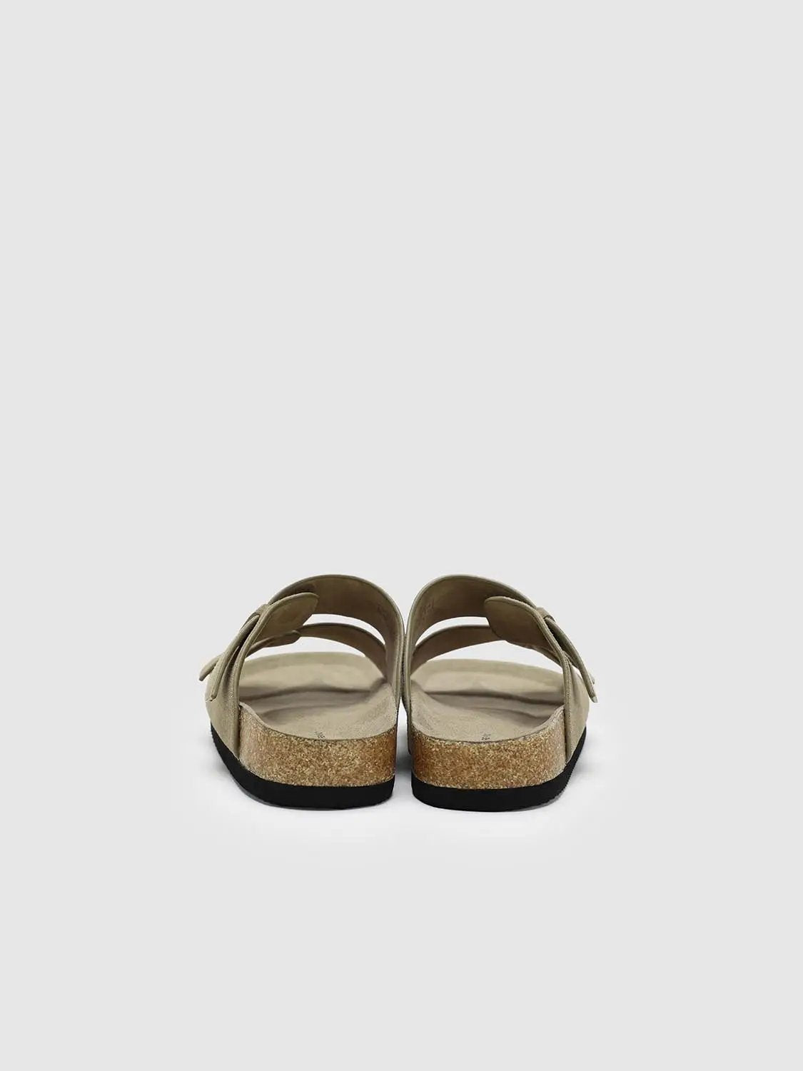Two Strap Split Leather Upper Cork Footbed Sandals Slippers