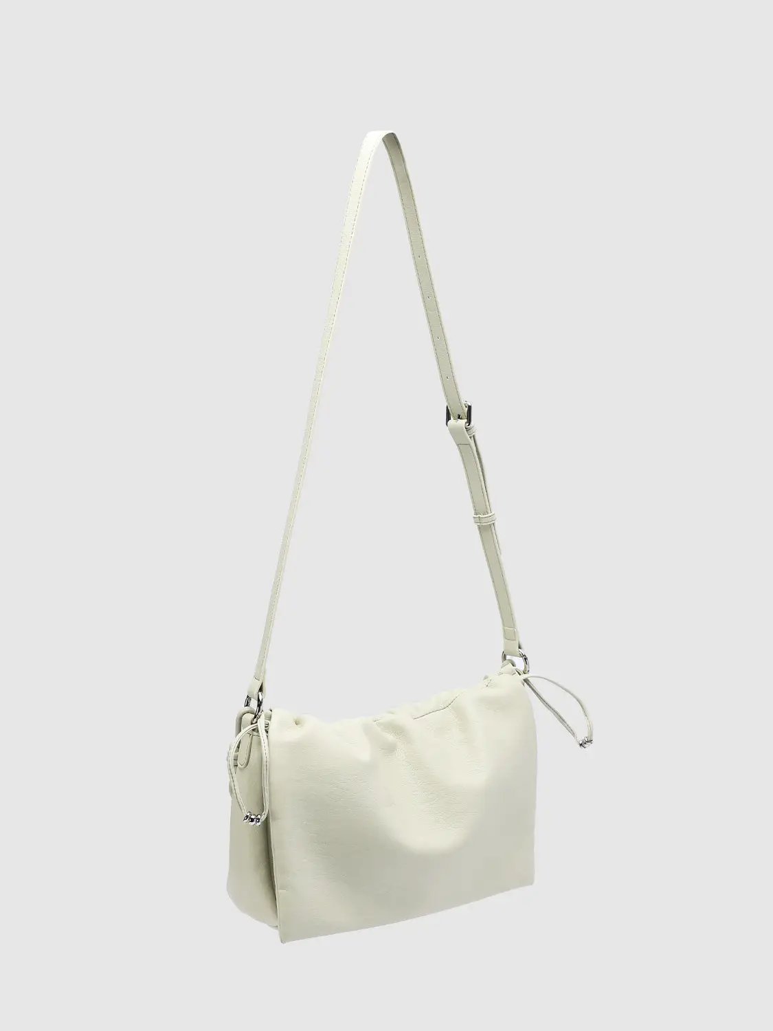 Gathered Braided Strap Textured Shell Shoulder Bag