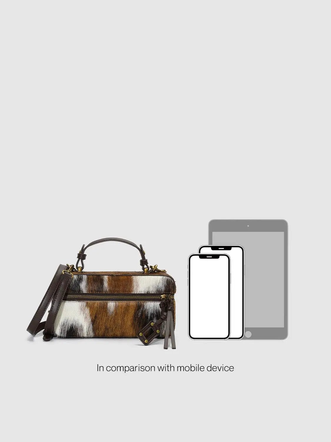 Zipped Closure Mini Size Fluffy Bovine Fur Shoulder Hand Bag