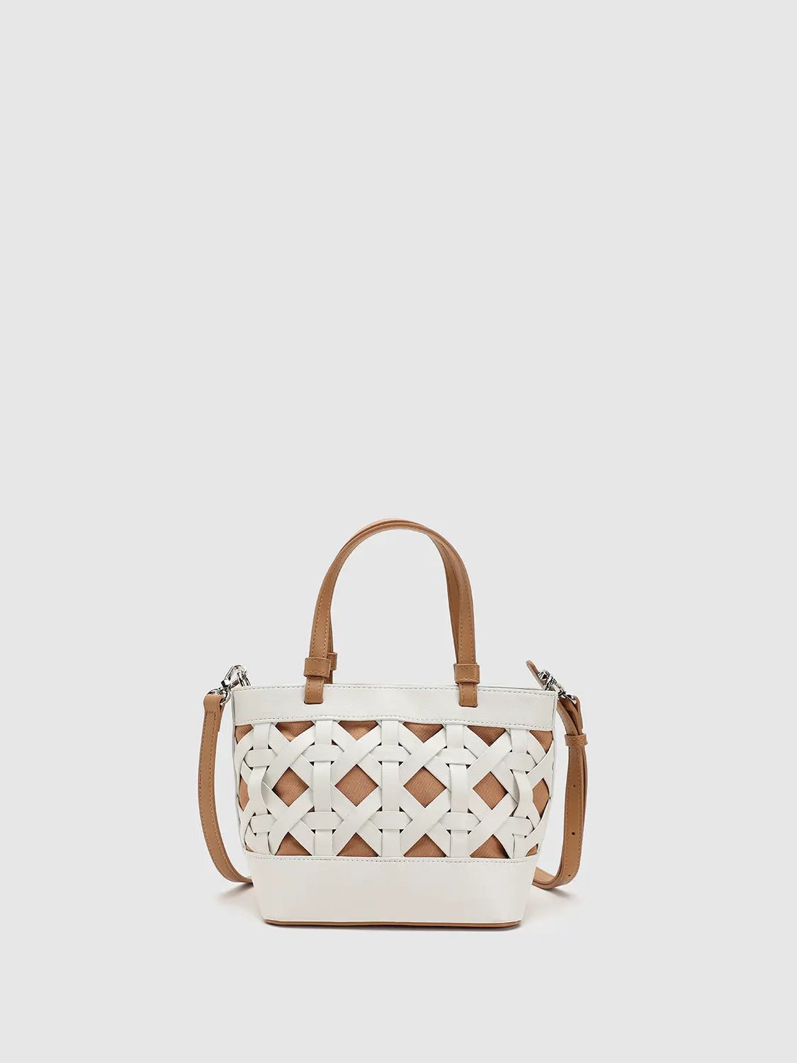 Lattice Texture With Dual Handles Shoulder Bag
