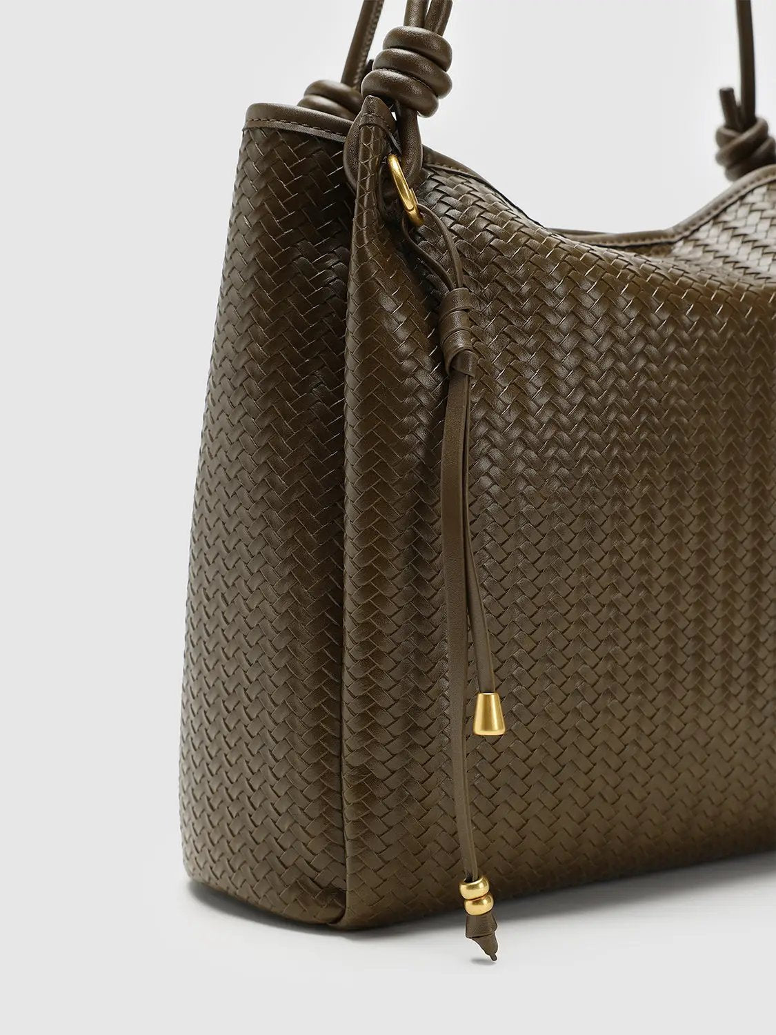Vertical Weave Oversize Faux Leather Shoulder Tote Bag