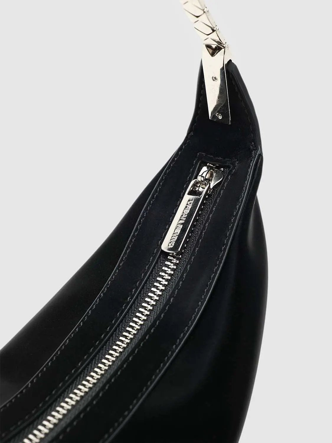 Crescent Minimalist Black Chain Link Shoulder Bag