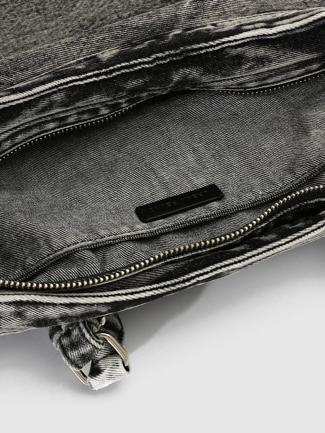 Distressed Denim Metal Detail Drawstring Casual Shoulder Bag