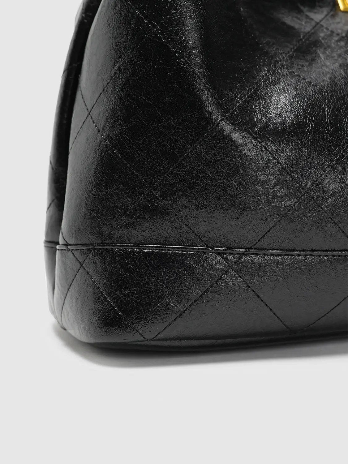 Oversize Quilted Chain Strap Faux Leather Shoulder Bag