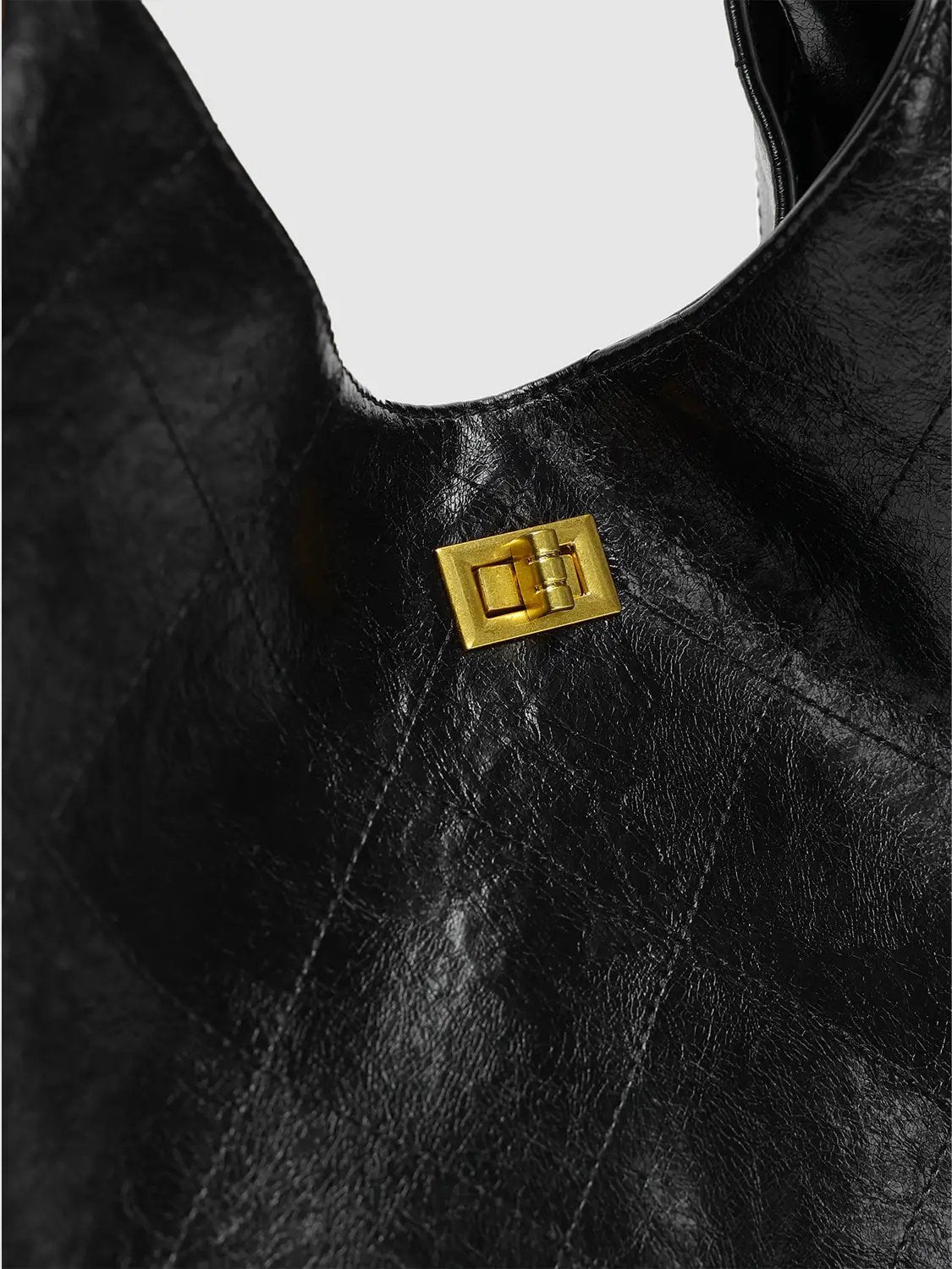 Oversize Quilted Chain Strap Faux Leather Shoulder Bag