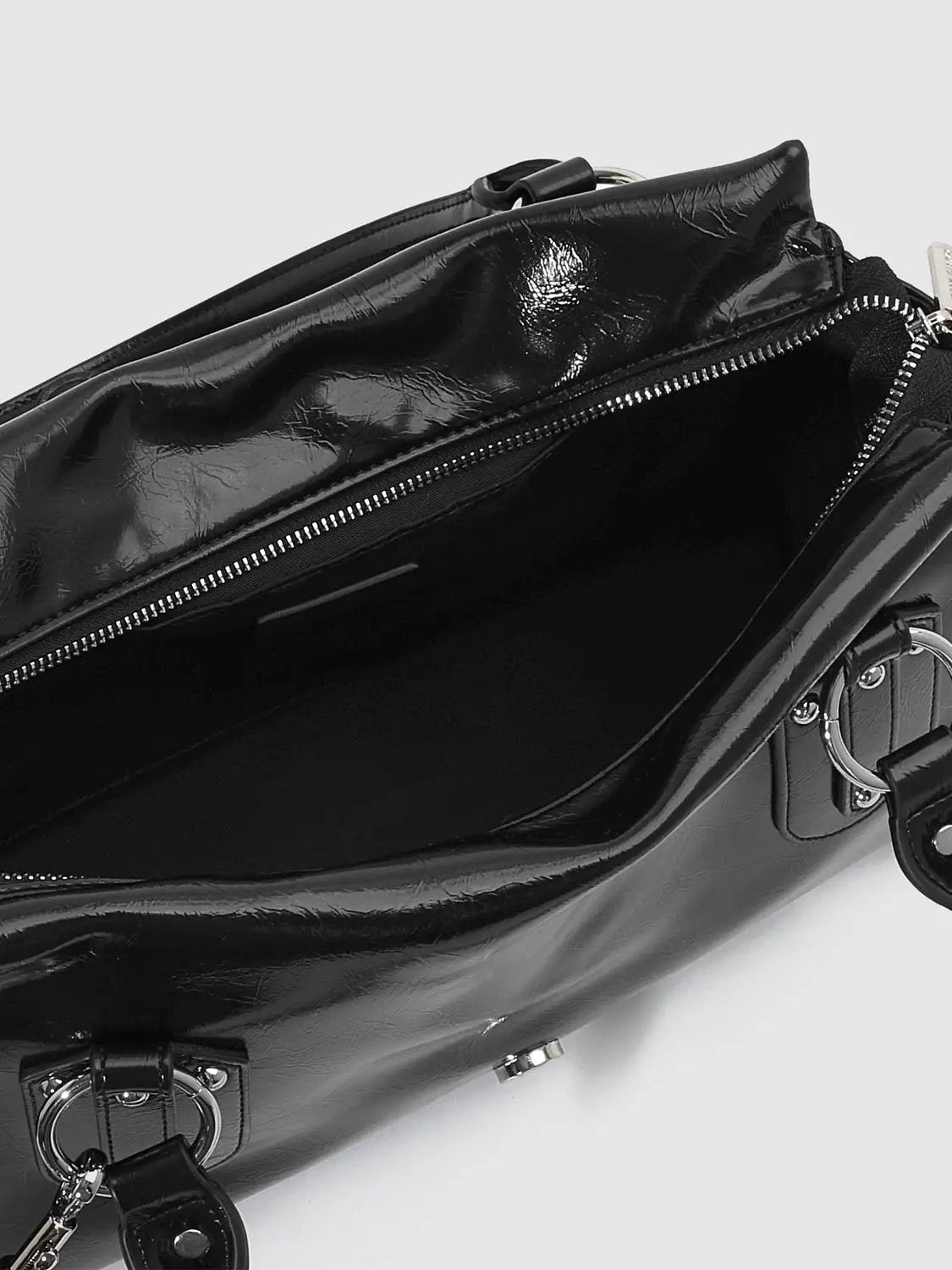 Gleaming Patent Finish Black Shoulder Bag