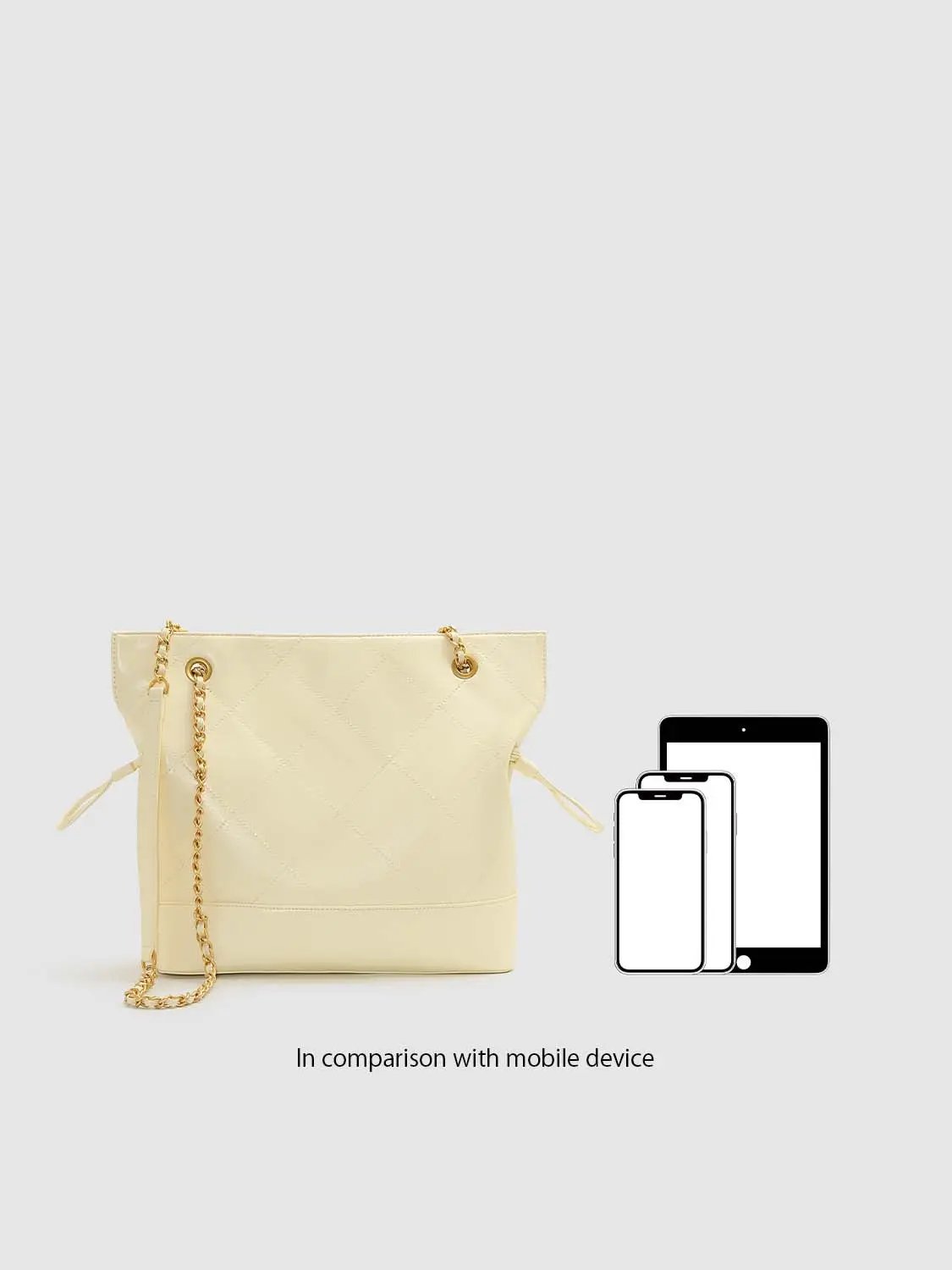 Faux Leather Quilted Chain Detail Shoulder Bag
