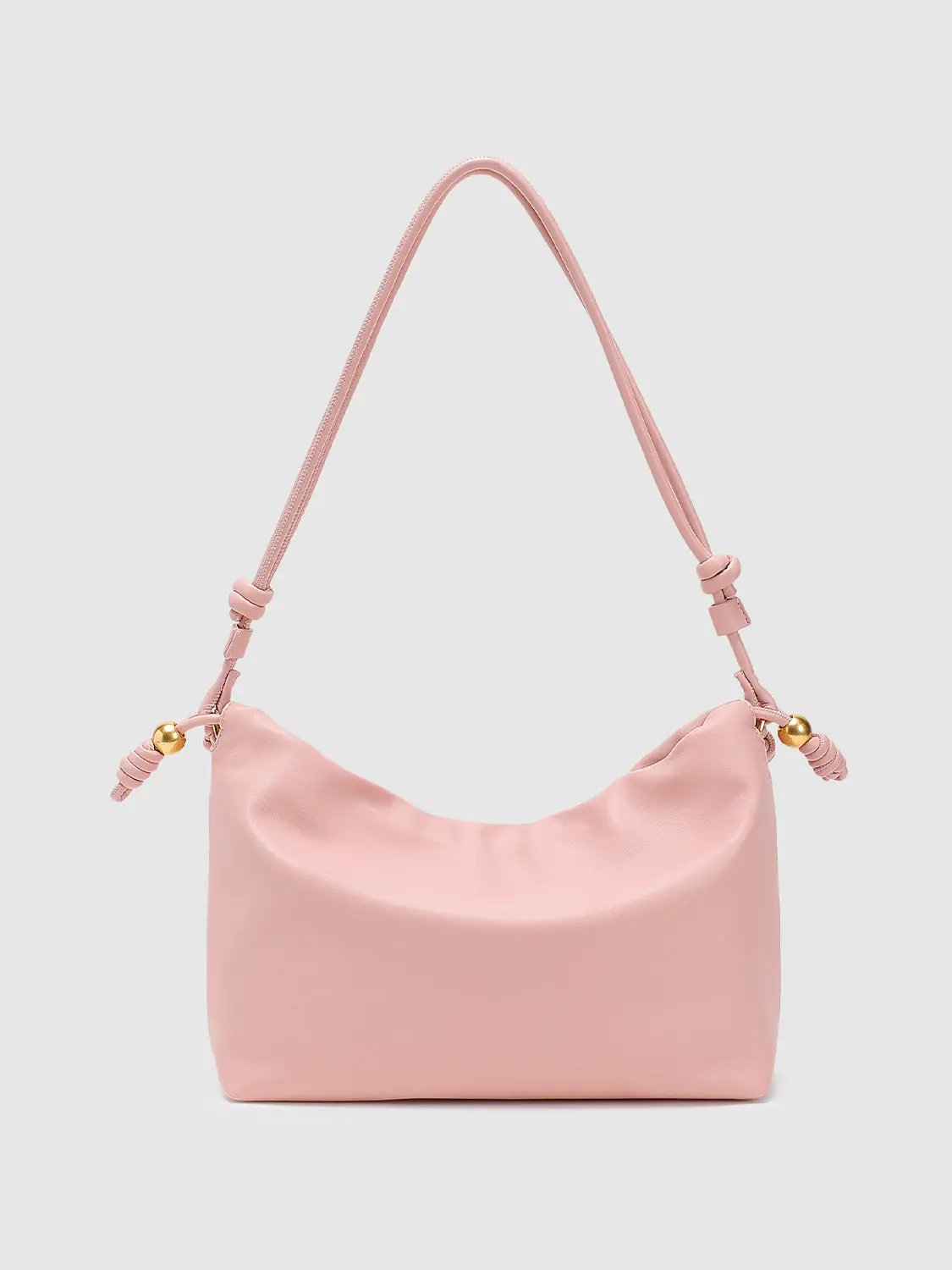 Faux Leather Adjustable Strap Gold Knots Shoulder Bag