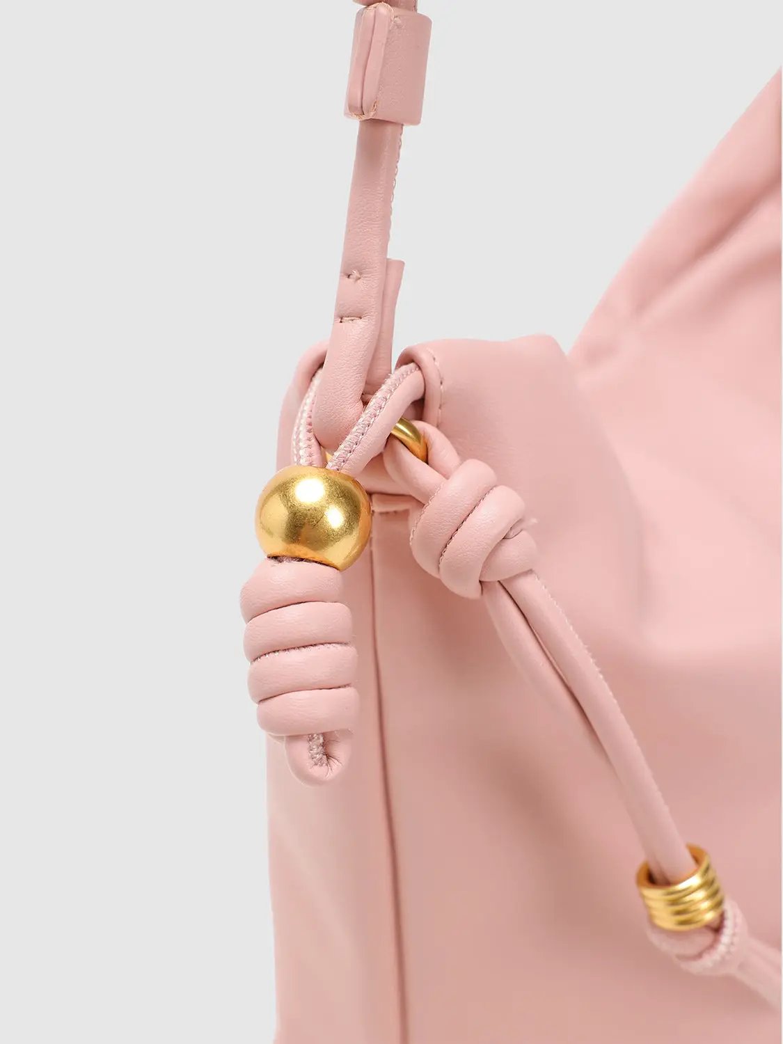 Faux Leather Adjustable Strap Gold Knots Shoulder Bag